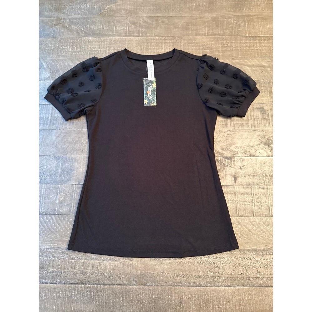 NWT Blooming‎ Jelly Women's Black Sheer Sleeve Blouse Size Small